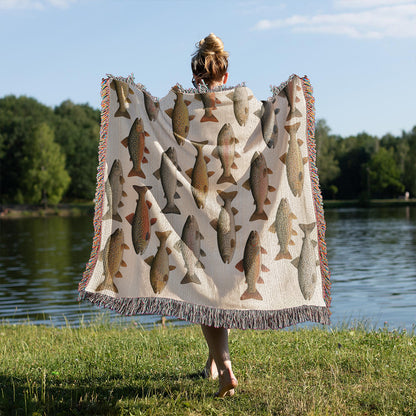 Vintage Trout Woven Blanket