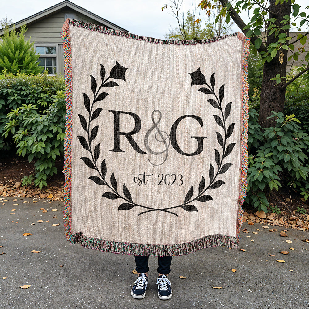 Personalized Couple Initials Woven Blanket