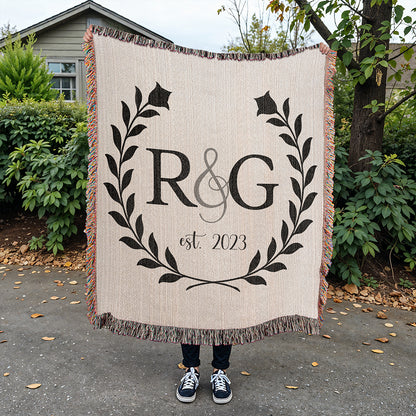 Personalized Couple Initials Woven Blanket