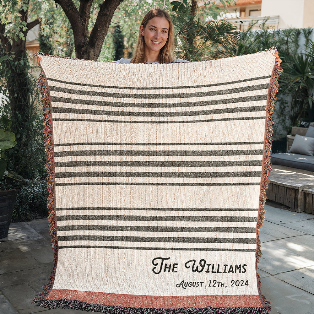 Personalized Stripes Woven Blanket