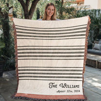 Personalized Stripes Woven Blanket