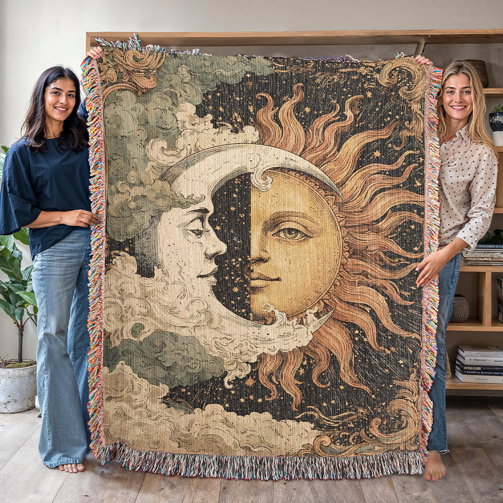 Celestial Sun Moon - American Woven Blanket