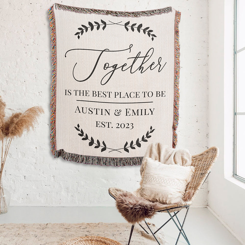 Personalized Couple Together Woven Blanket