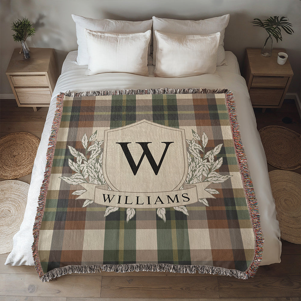 Family Crest Personalized Woven Blanket