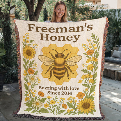 Personalized Beekeeping Woven Blanket