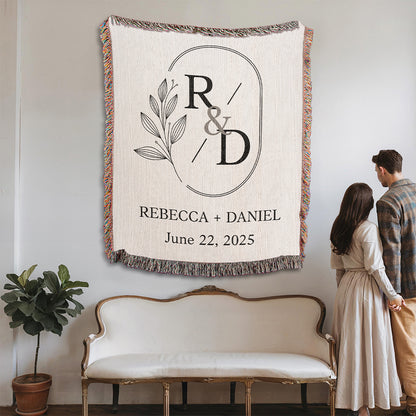 Personalized Couple Initials Woven Blanket