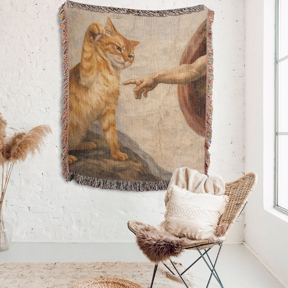 The Creation of Cattitude — Renaissance Woven Blanket