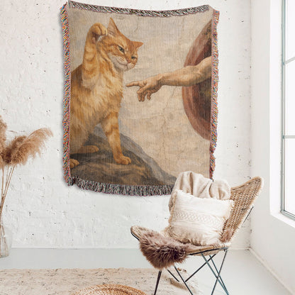 The Creation of Cattitude — Renaissance Woven Blanket
