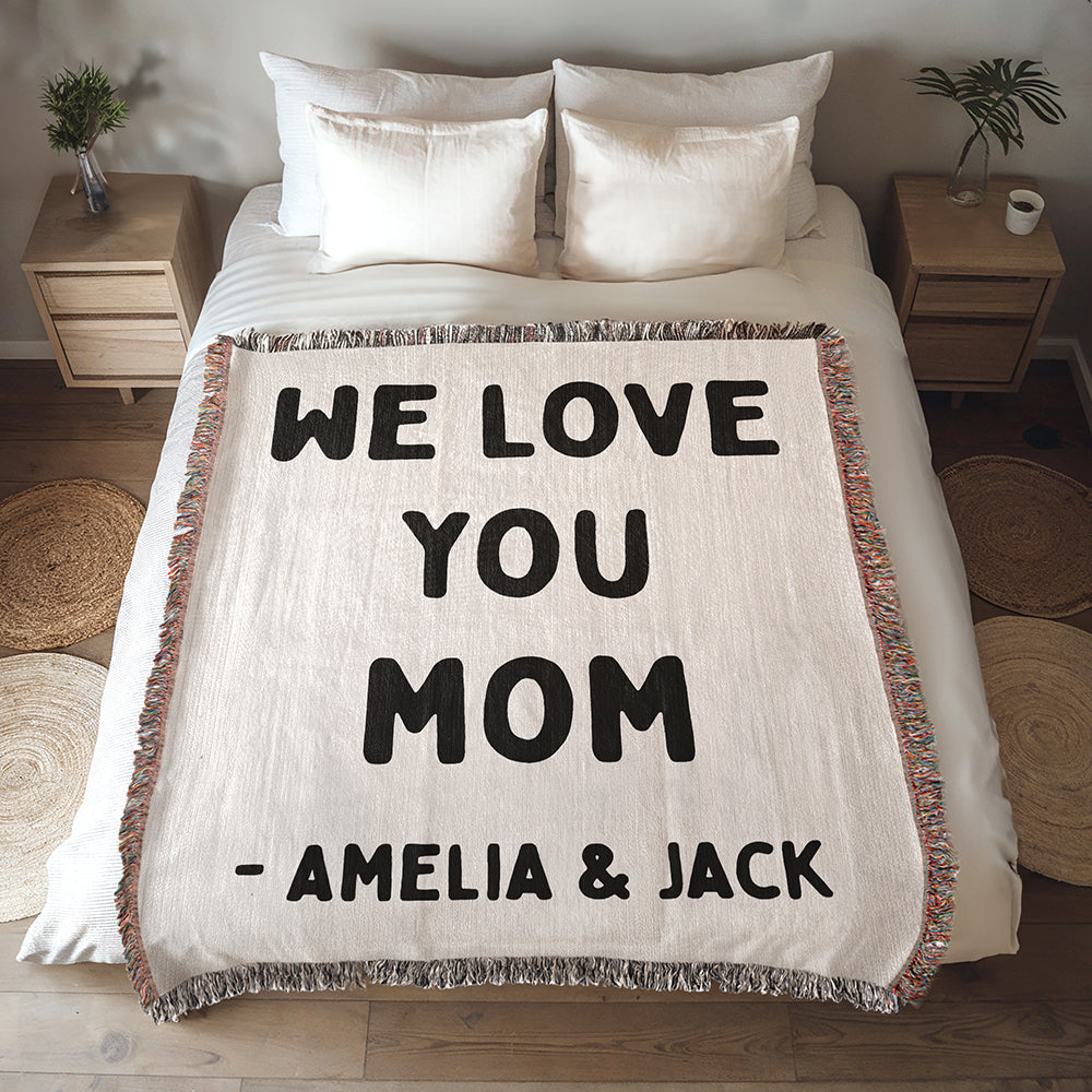 Personalized Love You Woven Blanket
