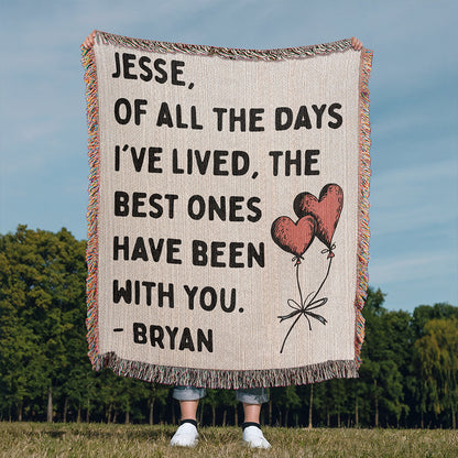 Personalized Couple Of All The Days Woven Blanket