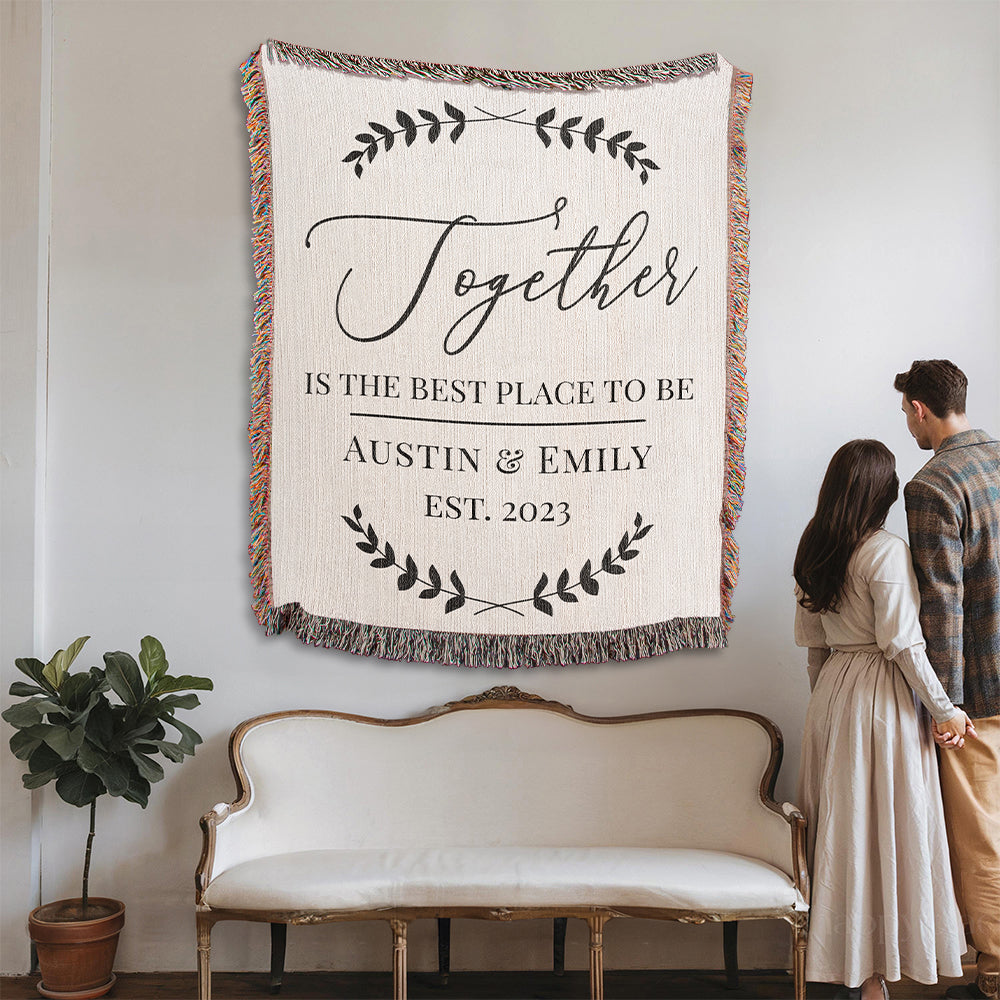 Personalized Couple Together Woven Blanket