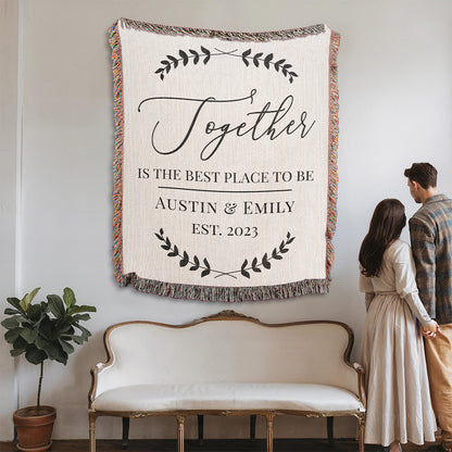 Personalized Couple Together Woven Blanket