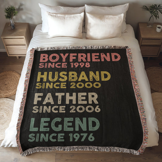 Boyfriend Husband Father Woven Blanket