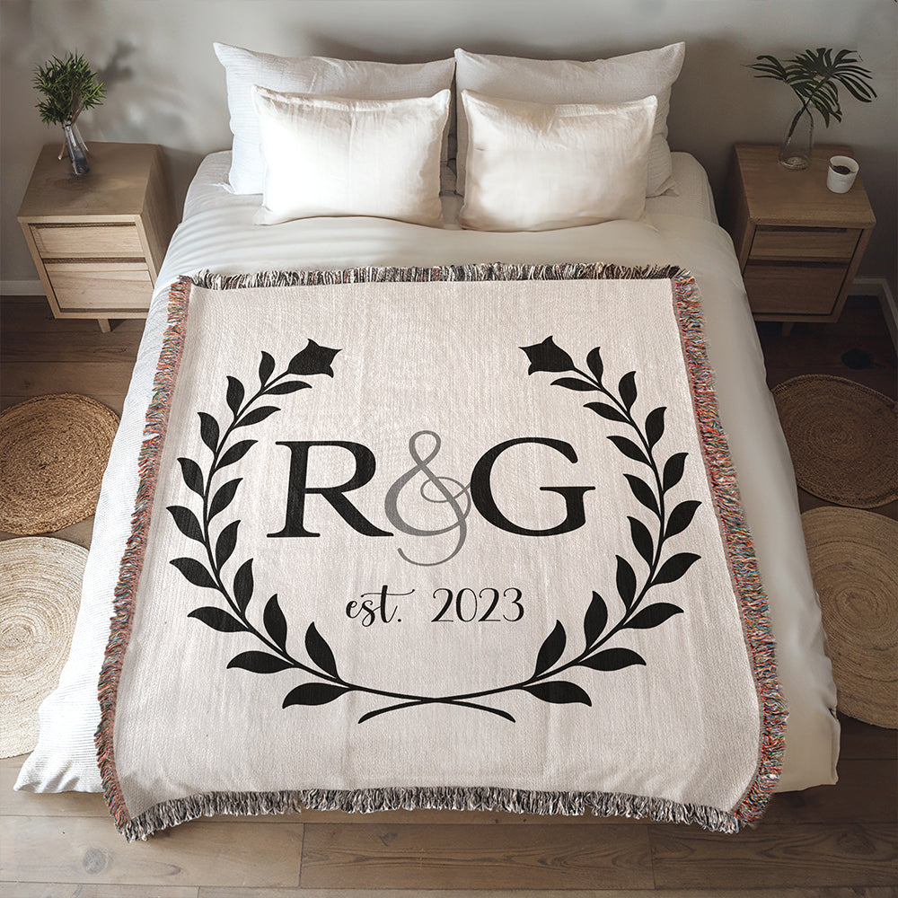 Personalized Couple Initials Woven Blanket