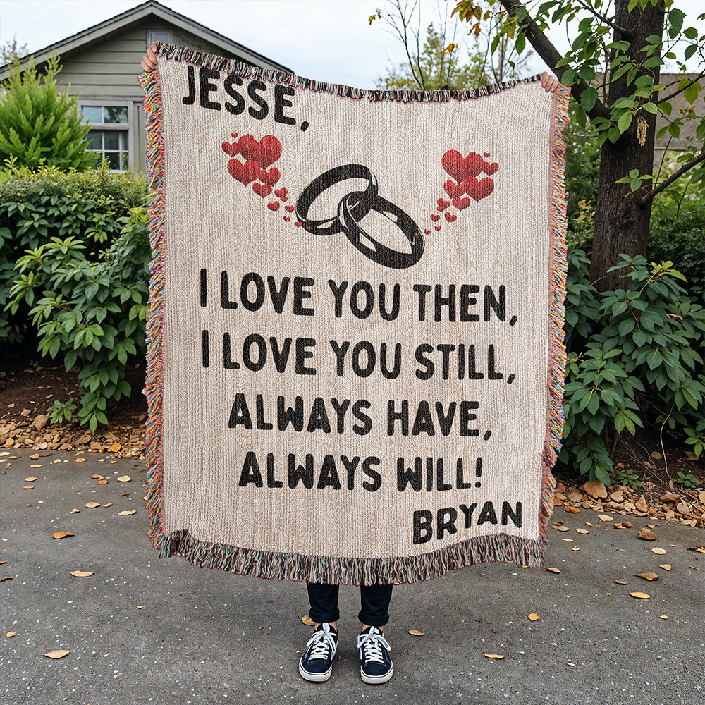 Personalized Couple Love You Then Woven Blanket