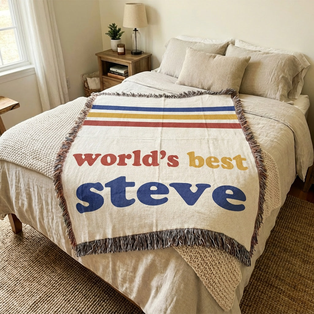 Personalized Retro 70s Woven Blanket