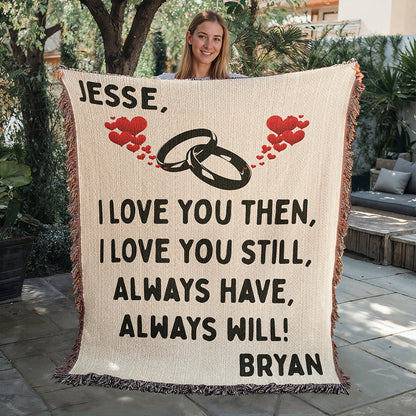 Personalized Couple Love You Then Woven Blanket