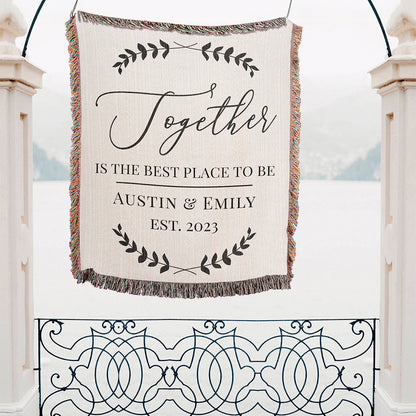 Personalized Couple Together Woven Blanket