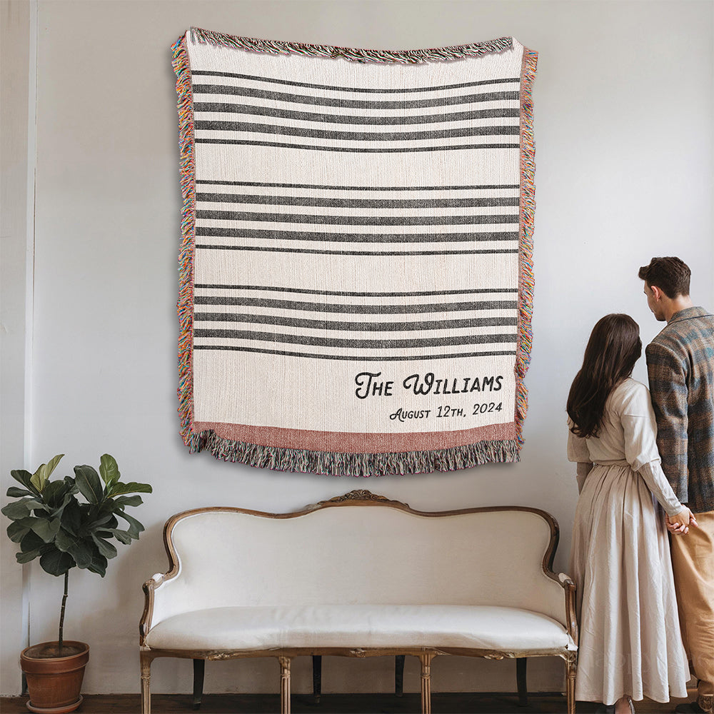 Personalized Stripes Woven Blanket