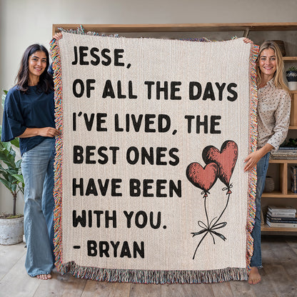 Personalized Couple Of All The Days Woven Blanket