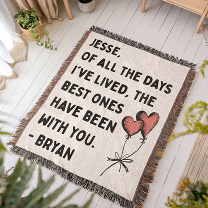 Personalized Couple Of All The Days Woven Blanket