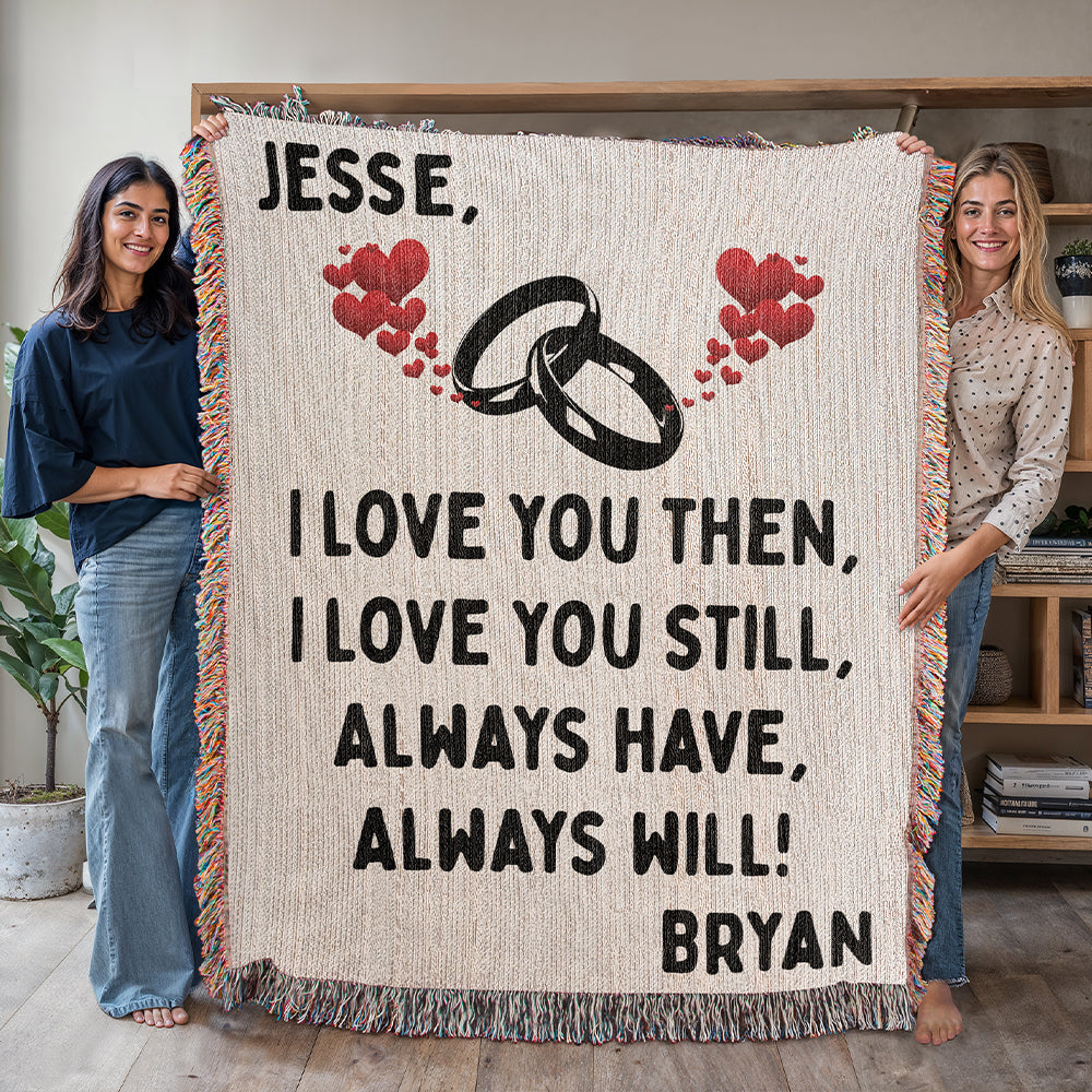 Personalized Couple Love You Then Woven Blanket