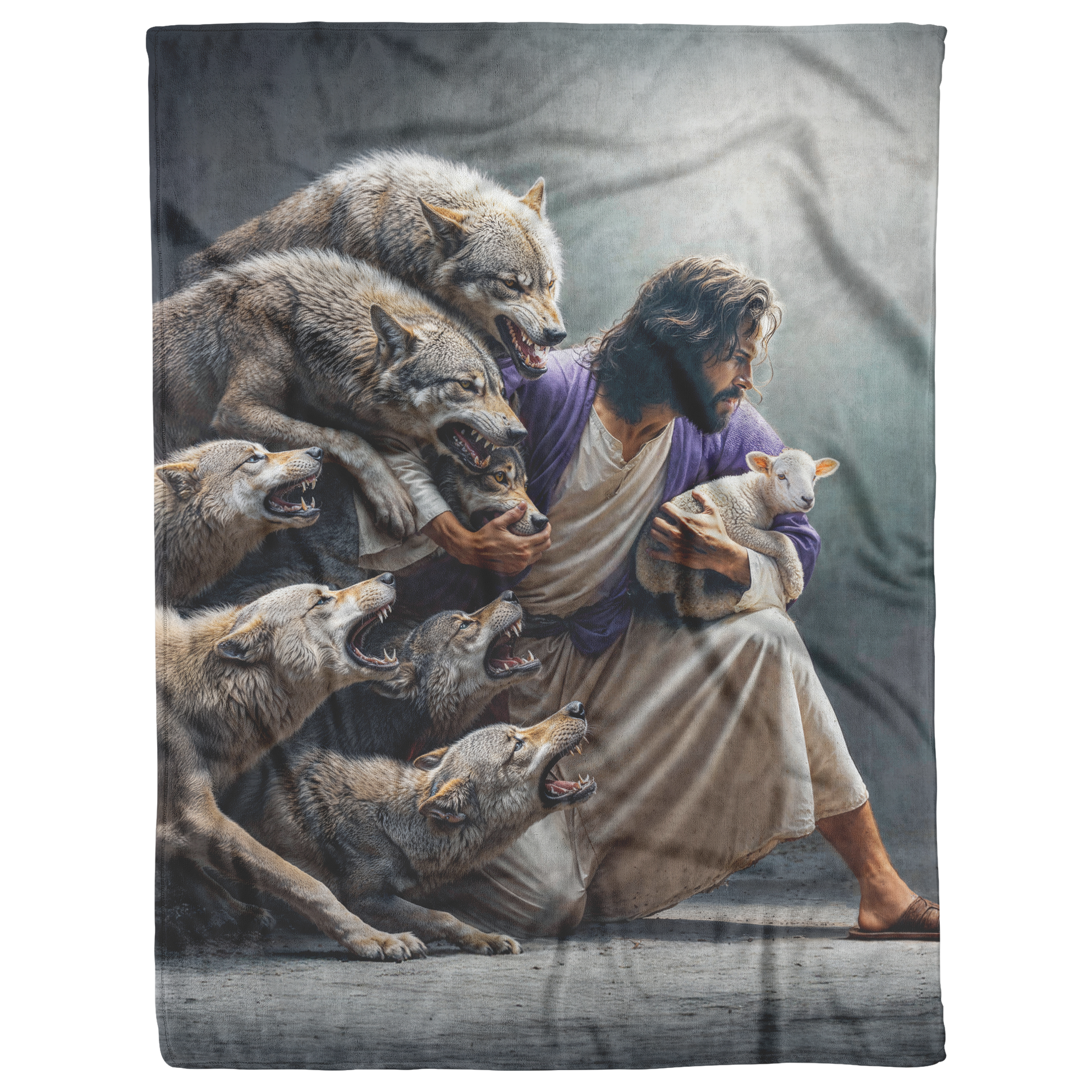 Jesus_Protects_The_Lamb_From_Wolves_Flee_V_Blanket_AS_Flat_Mockup.png