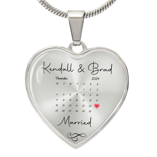 Couple Calendar Heart Necklace Gift