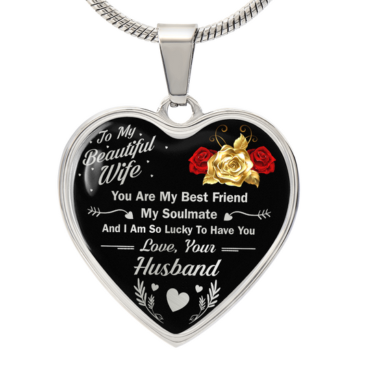 To My Beautiful Wife Heart Necklace
