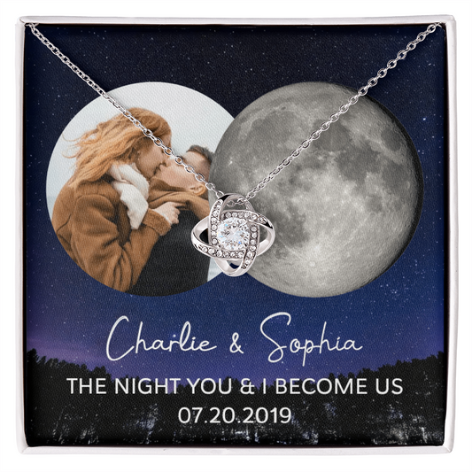 Personalized Moon Phase - Love Knot Necklace