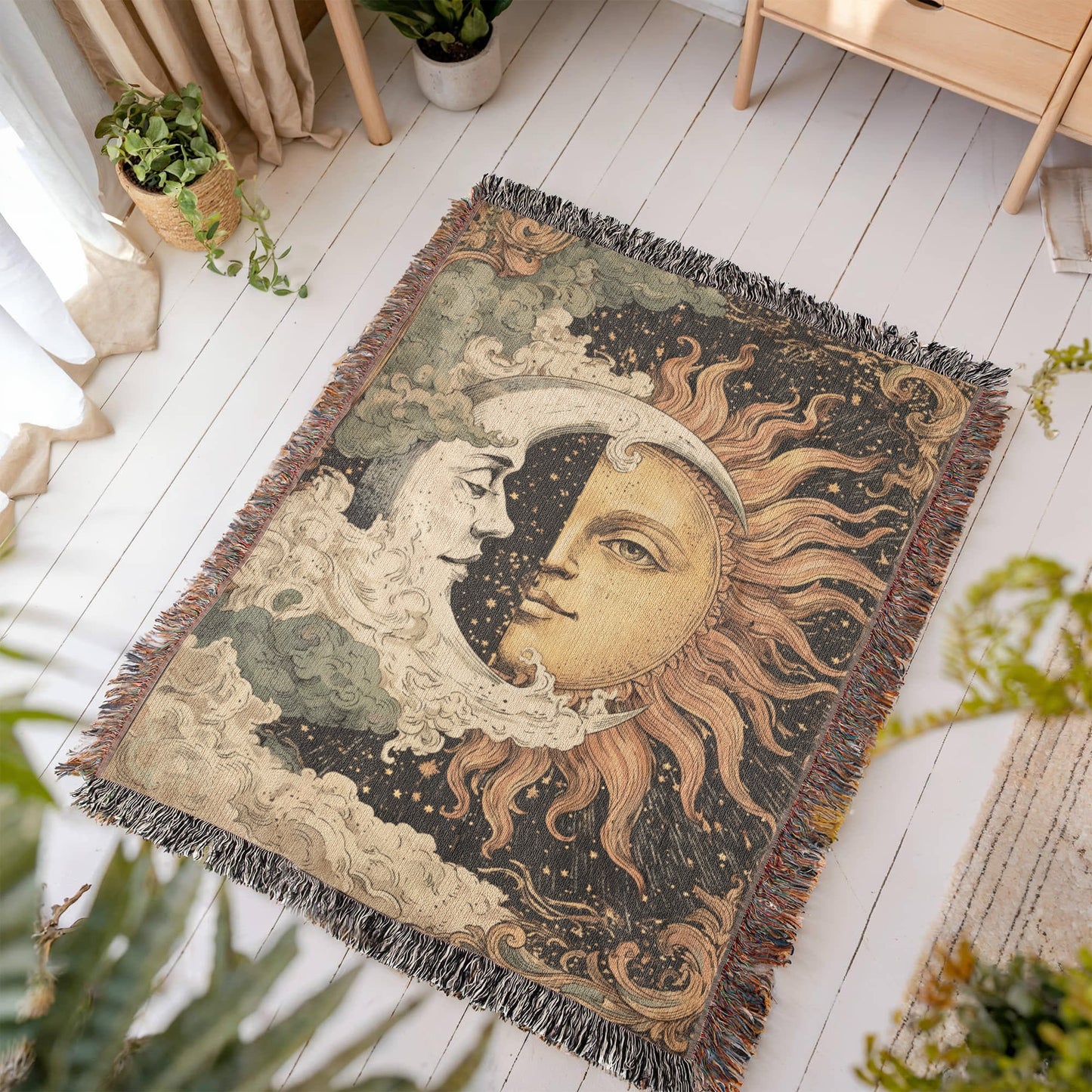 Celestial Sun Moon - American Woven Blanket