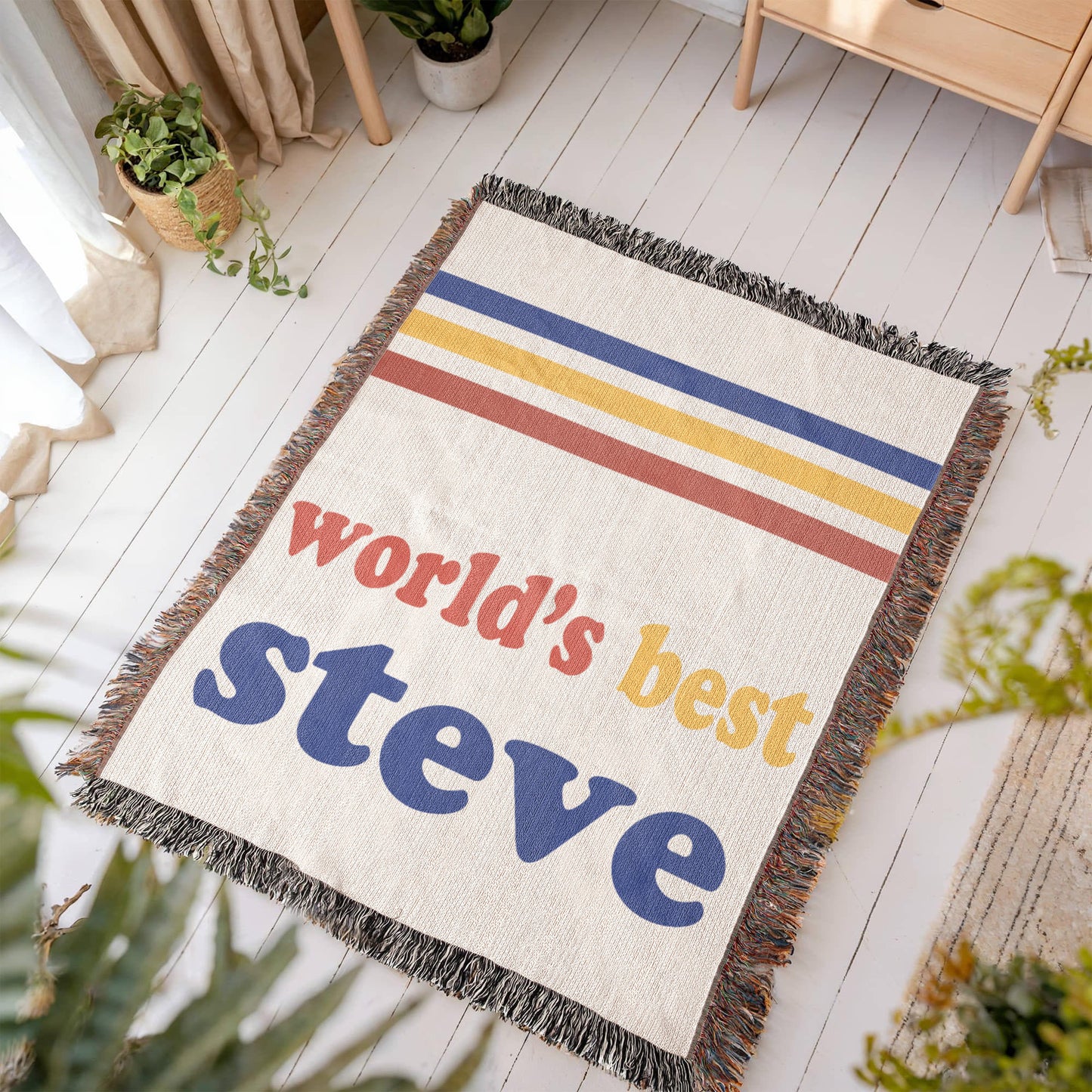 Personalized Retro 70s Woven Blanket