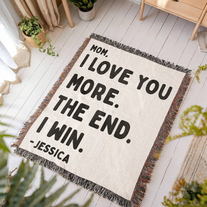 Personalized Love Mom Woven Blanket