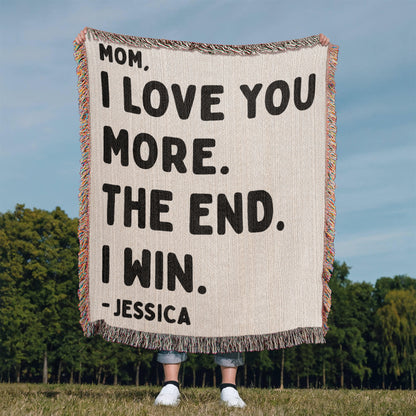 Personalized Love Mom Woven Blanket