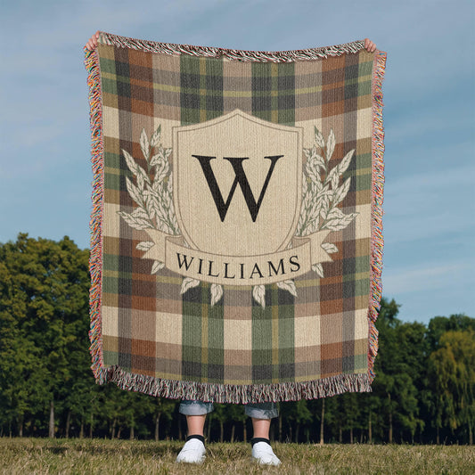 Family Crest Personalized Woven Blanket