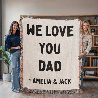 Personalized Love You Woven Blanket