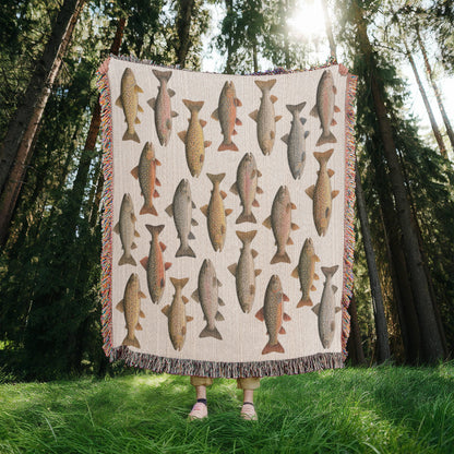 Vintage Trout Woven Blanket