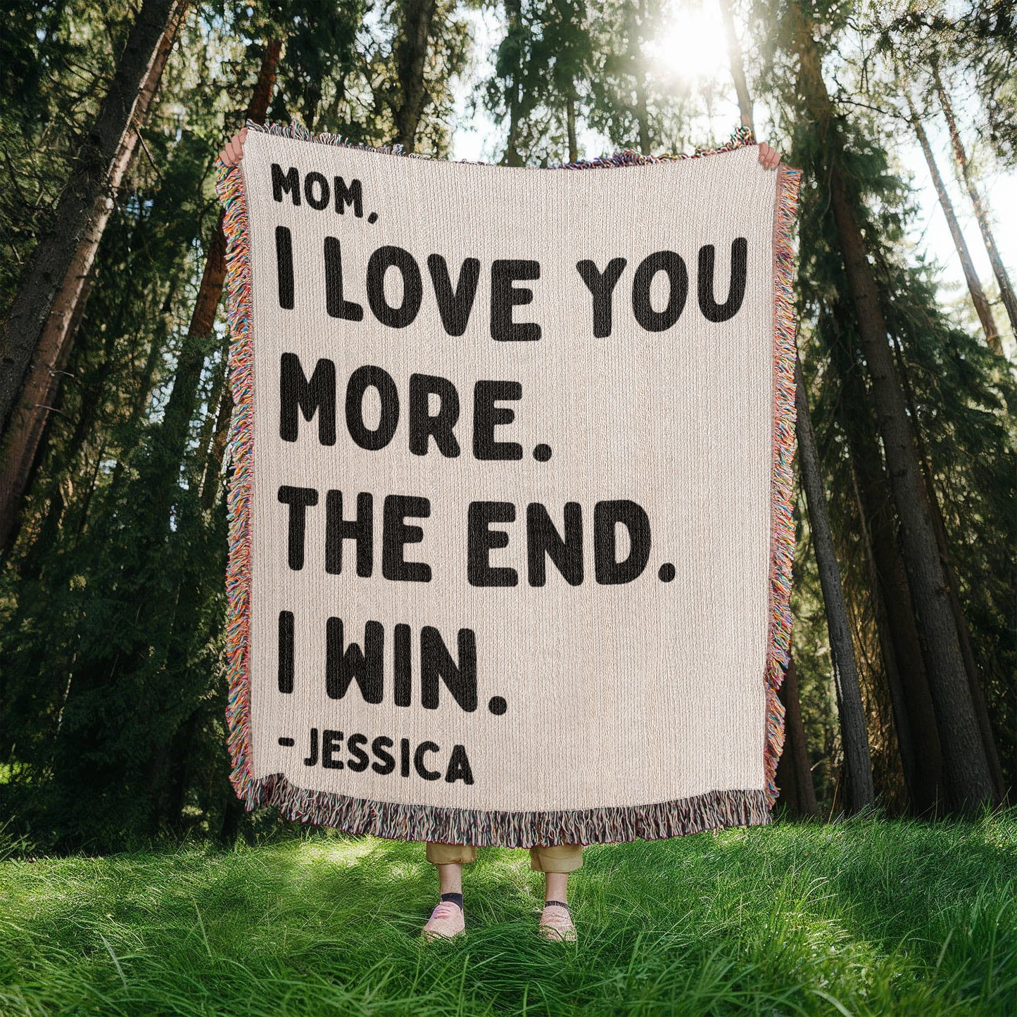 Personalized Love Mom Woven Blanket