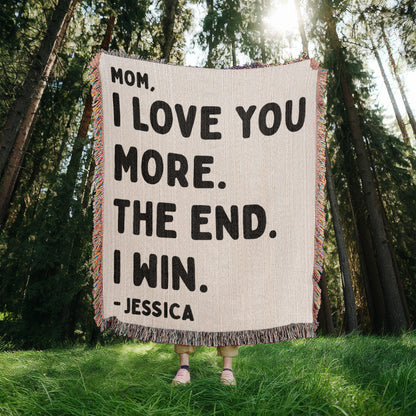 Personalized Love Mom Woven Blanket