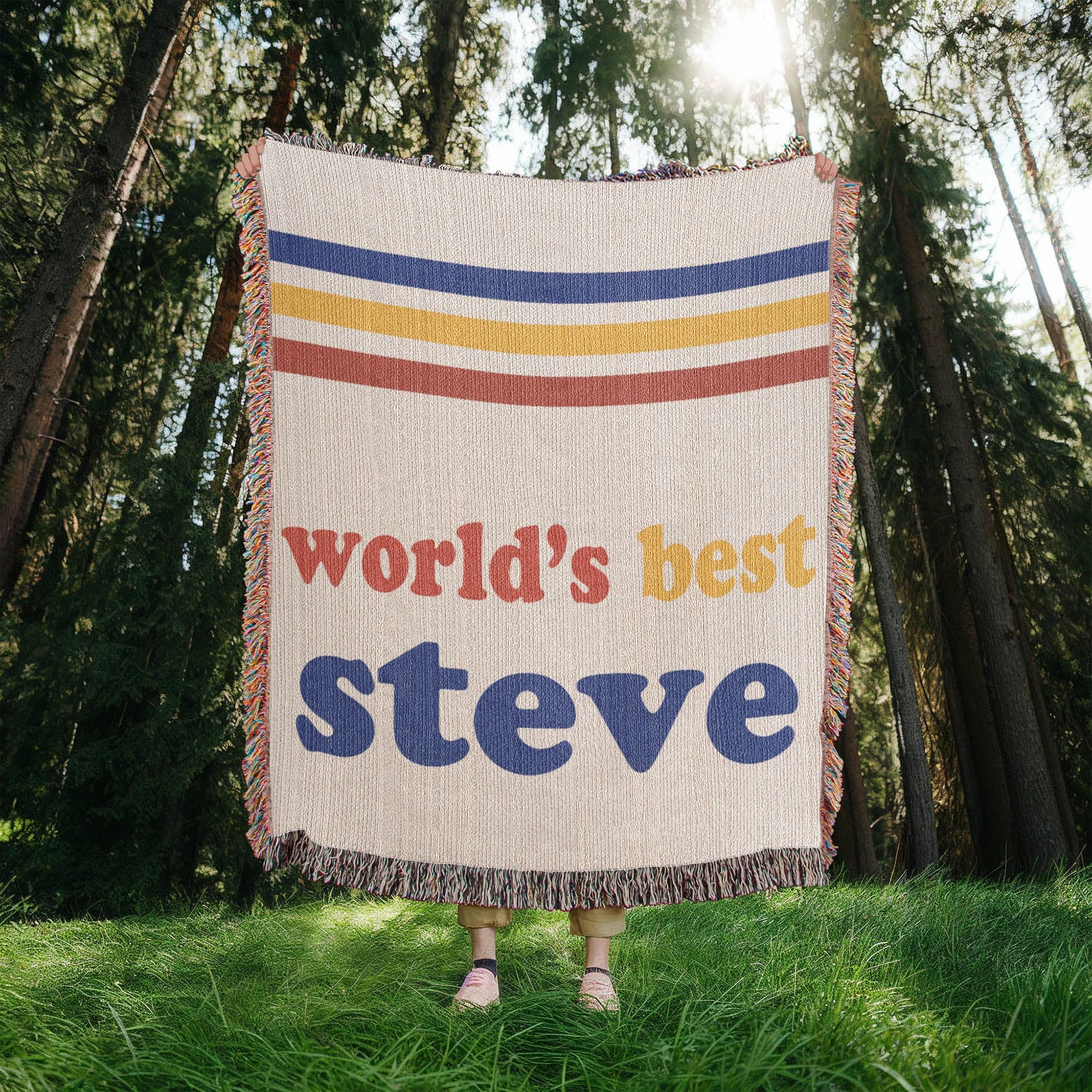 Personalized Retro 70s Woven Blanket
