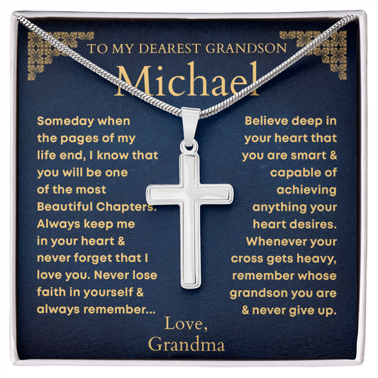 Grandson, Never Lose Faith Cross Necklace